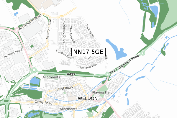 NN17 5GE map - small scale - OS Open Zoomstack (Ordnance Survey)