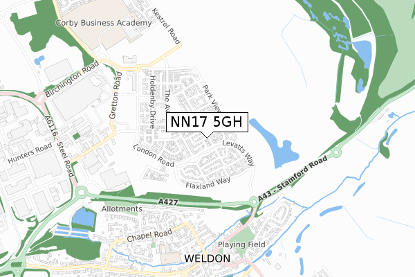 NN17 5GH map - small scale - OS Open Zoomstack (Ordnance Survey)