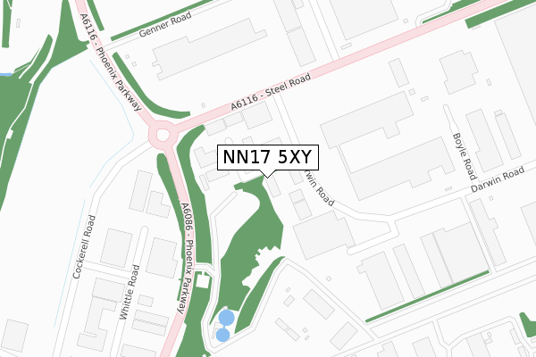 NN17 5XY map - large scale - OS Open Zoomstack (Ordnance Survey)