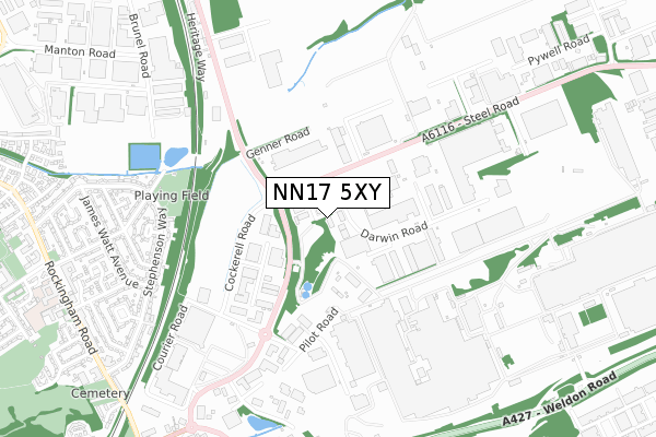 NN17 5XY map - small scale - OS Open Zoomstack (Ordnance Survey)