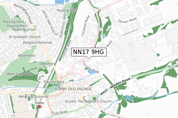 NN17 9HG map - small scale - OS Open Zoomstack (Ordnance Survey)