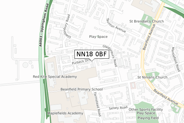 NN18 0BF map - large scale - OS Open Zoomstack (Ordnance Survey)