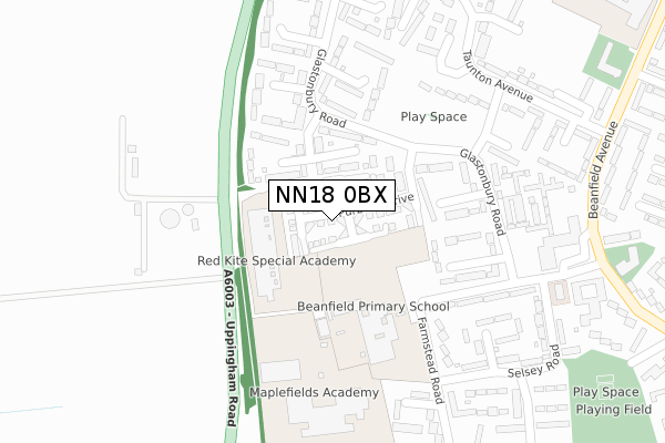 NN18 0BX map - large scale - OS Open Zoomstack (Ordnance Survey)