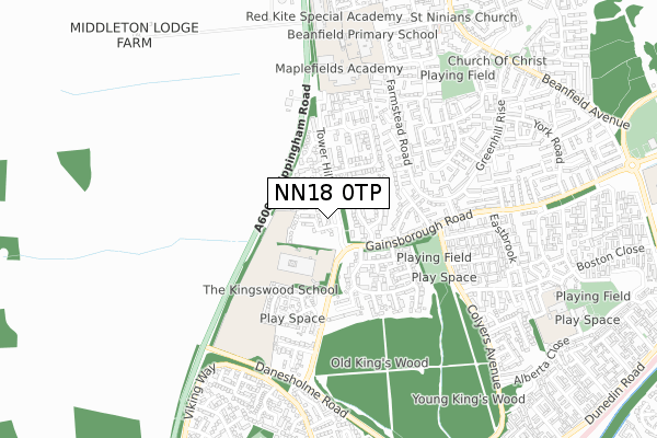 NN18 0TP map - small scale - OS Open Zoomstack (Ordnance Survey)
