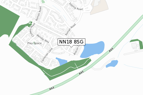 NN18 8SG map - large scale - OS Open Zoomstack (Ordnance Survey)