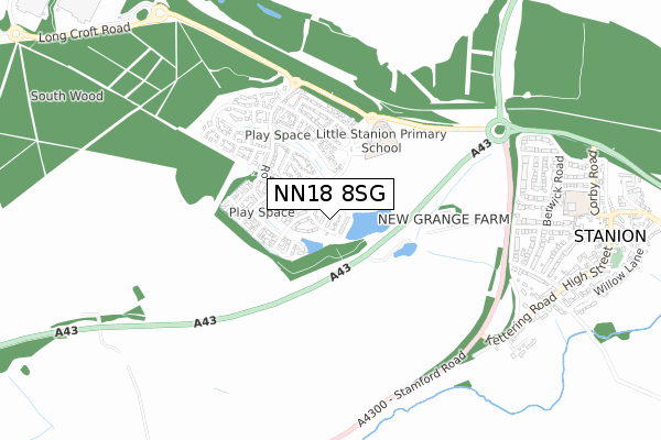 NN18 8SG map - small scale - OS Open Zoomstack (Ordnance Survey)