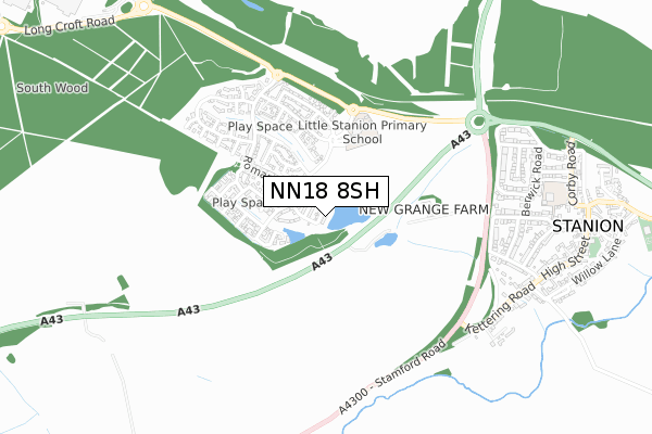 NN18 8SH map - small scale - OS Open Zoomstack (Ordnance Survey)
