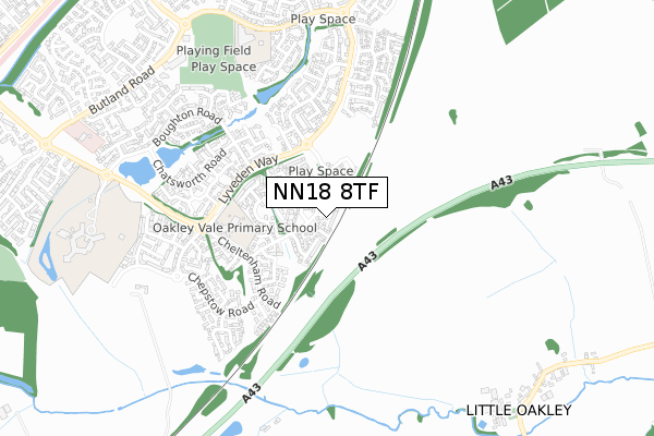 NN18 8TF map - small scale - OS Open Zoomstack (Ordnance Survey)