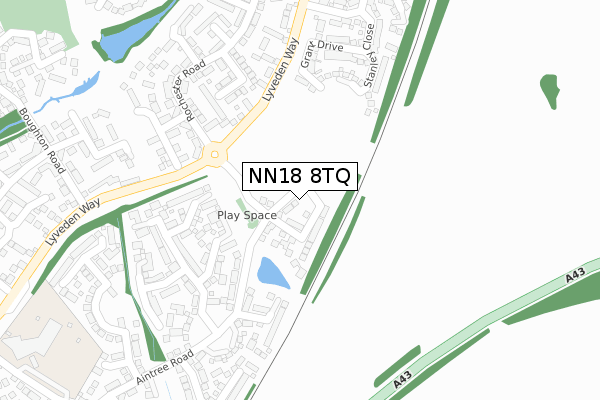 NN18 8TQ map - large scale - OS Open Zoomstack (Ordnance Survey)