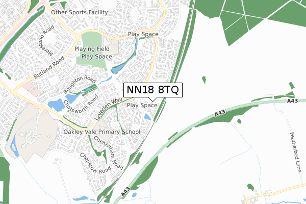 NN18 8TQ map - small scale - OS Open Zoomstack (Ordnance Survey)