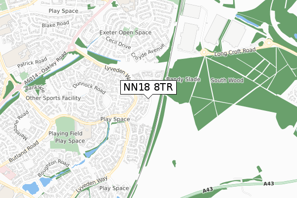 NN18 8TR map - small scale - OS Open Zoomstack (Ordnance Survey)