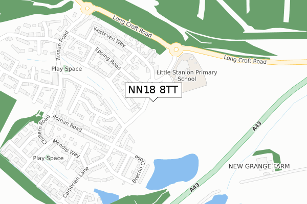 NN18 8TT map - large scale - OS Open Zoomstack (Ordnance Survey)