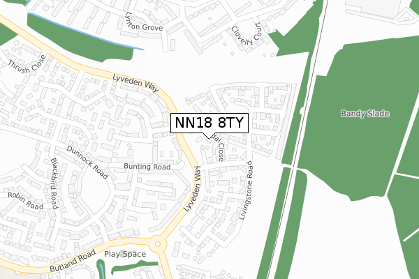 NN18 8TY map - large scale - OS Open Zoomstack (Ordnance Survey)