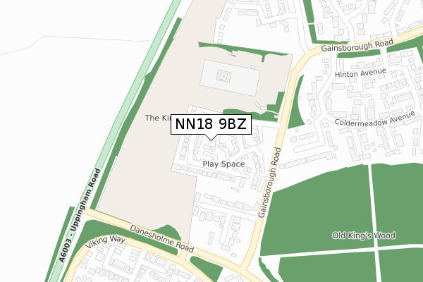 NN18 9BZ map - large scale - OS Open Zoomstack (Ordnance Survey)
