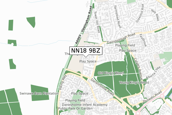 NN18 9BZ map - small scale - OS Open Zoomstack (Ordnance Survey)