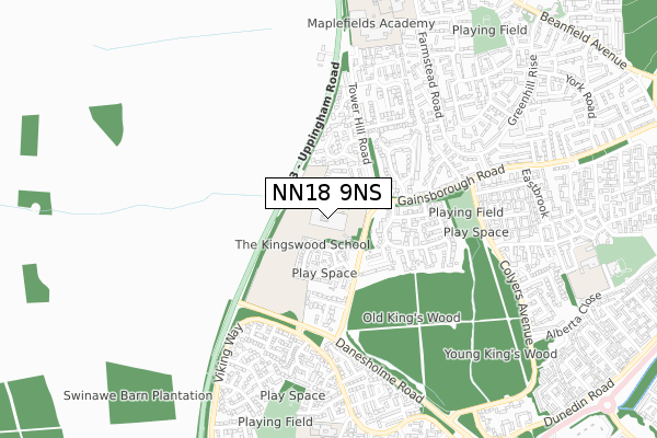 NN18 9NS map - small scale - OS Open Zoomstack (Ordnance Survey)