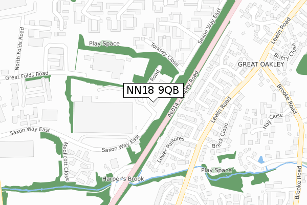 NN18 9QB map - large scale - OS Open Zoomstack (Ordnance Survey)