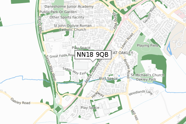 NN18 9QB map - small scale - OS Open Zoomstack (Ordnance Survey)