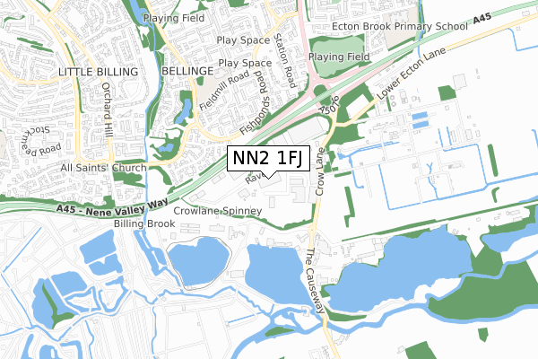 NN2 1FJ map - small scale - OS Open Zoomstack (Ordnance Survey)