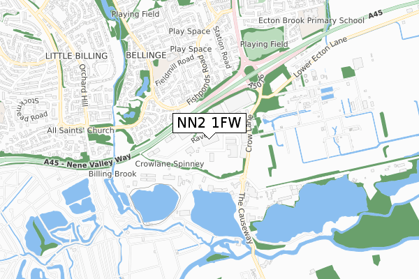 NN2 1FW map - small scale - OS Open Zoomstack (Ordnance Survey)