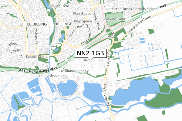 NN2 1GB map - small scale - OS Open Zoomstack (Ordnance Survey)