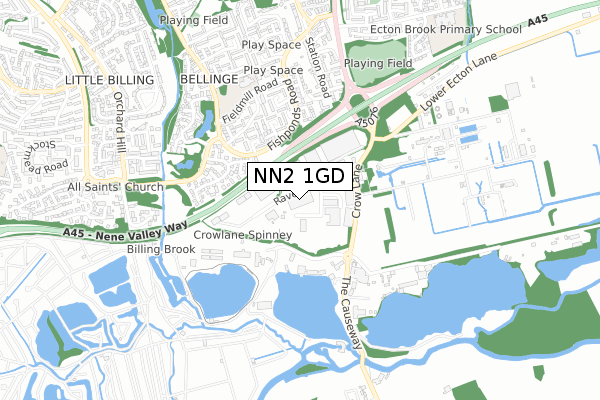 NN2 1GD map - small scale - OS Open Zoomstack (Ordnance Survey)
