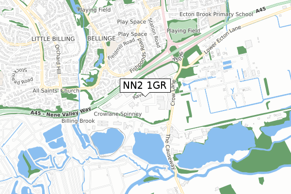 NN2 1GR map - small scale - OS Open Zoomstack (Ordnance Survey)