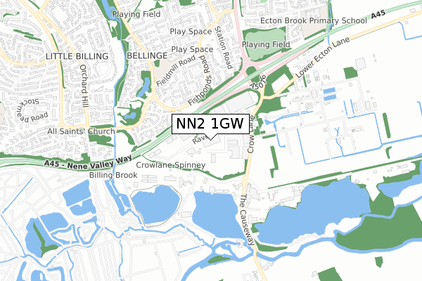 NN2 1GW map - small scale - OS Open Zoomstack (Ordnance Survey) NN2 1GW map - small scale - OS Open Zoomstack (Ordnance Survey)