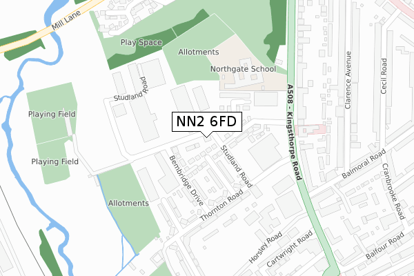 NN2 6FD map - large scale - OS Open Zoomstack (Ordnance Survey)
