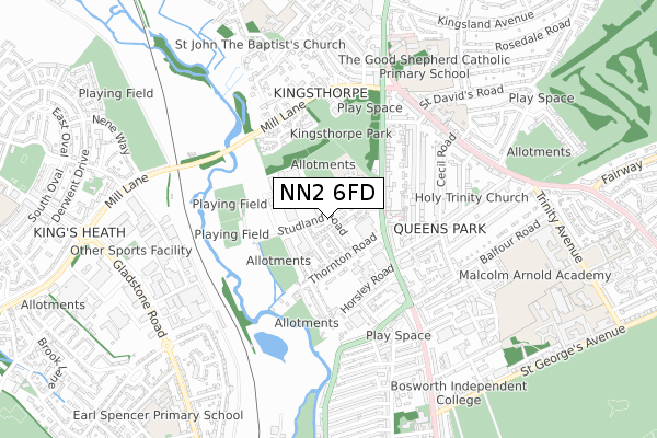 NN2 6FD map - small scale - OS Open Zoomstack (Ordnance Survey)