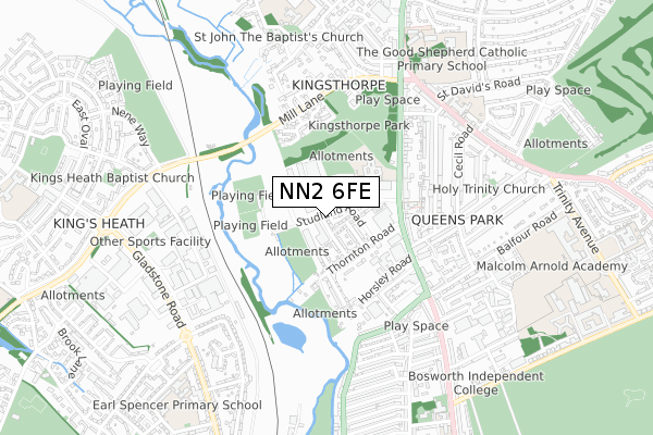 NN2 6FE map - small scale - OS Open Zoomstack (Ordnance Survey)