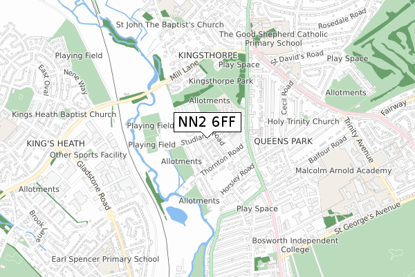 NN2 6FF map - small scale - OS Open Zoomstack (Ordnance Survey)