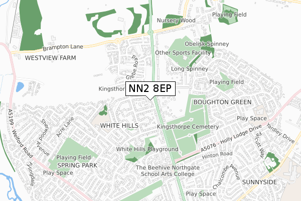 NN2 8EP map - small scale - OS Open Zoomstack (Ordnance Survey)