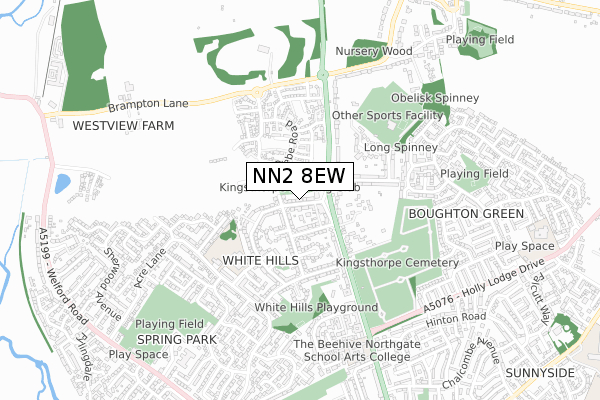 NN2 8EW map - small scale - OS Open Zoomstack (Ordnance Survey)