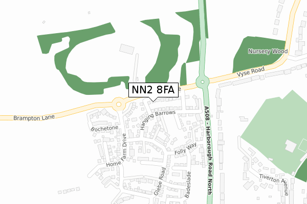 NN2 8FA map - large scale - OS Open Zoomstack (Ordnance Survey)