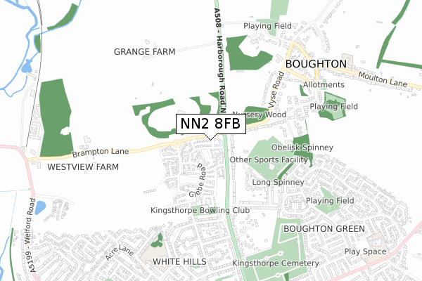 NN2 8FB map - small scale - OS Open Zoomstack (Ordnance Survey)