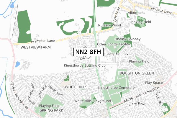 NN2 8FH map - small scale - OS Open Zoomstack (Ordnance Survey)