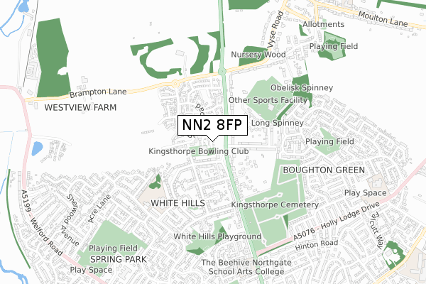NN2 8FP map - small scale - OS Open Zoomstack (Ordnance Survey)