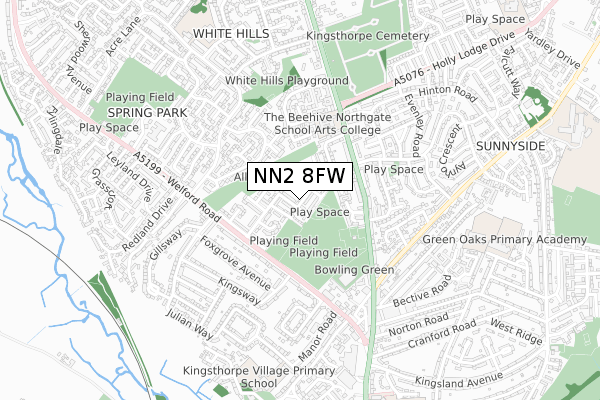 NN2 8FW map - small scale - OS Open Zoomstack (Ordnance Survey)