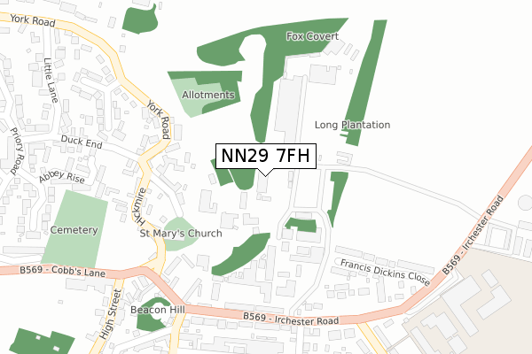 NN29 7FH map - large scale - OS Open Zoomstack (Ordnance Survey)