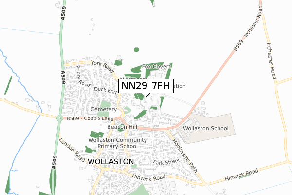 NN29 7FH map - small scale - OS Open Zoomstack (Ordnance Survey)