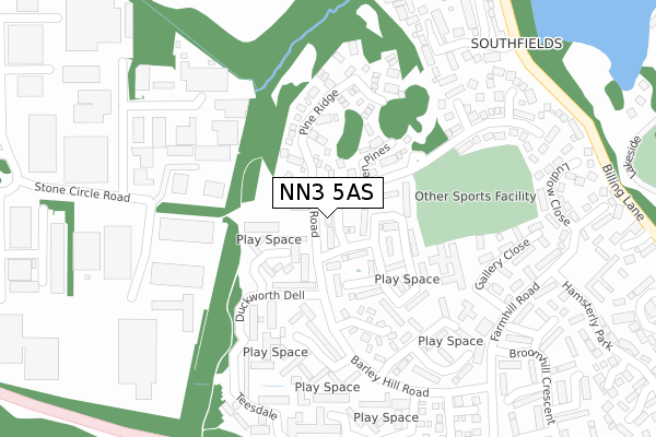 NN3 5AS map - large scale - OS Open Zoomstack (Ordnance Survey)