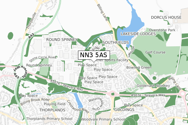NN3 5AS map - small scale - OS Open Zoomstack (Ordnance Survey)