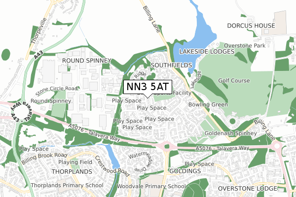 NN3 5AT map - small scale - OS Open Zoomstack (Ordnance Survey)