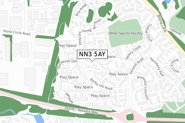 NN3 5AY map - large scale - OS Open Zoomstack (Ordnance Survey)