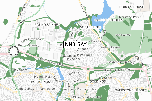 NN3 5AY map - small scale - OS Open Zoomstack (Ordnance Survey)