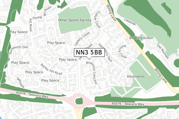 NN3 5BB map - large scale - OS Open Zoomstack (Ordnance Survey)