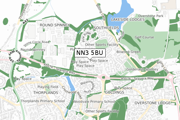 NN3 5BU map - small scale - OS Open Zoomstack (Ordnance Survey)