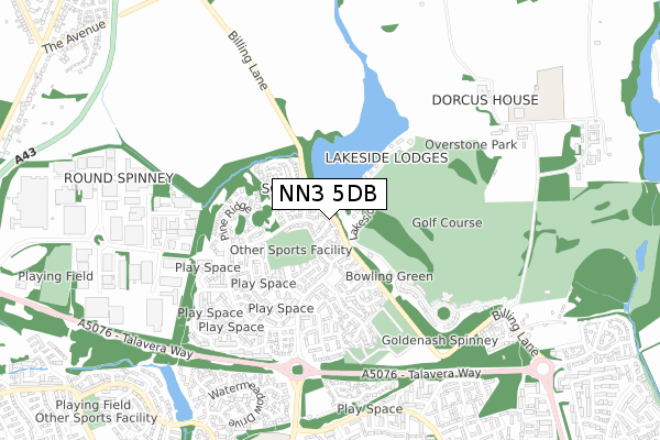 NN3 5DB map - small scale - OS Open Zoomstack (Ordnance Survey)