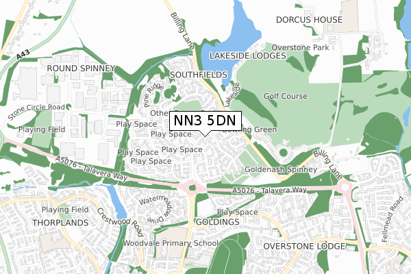 NN3 5DN map - small scale - OS Open Zoomstack (Ordnance Survey)